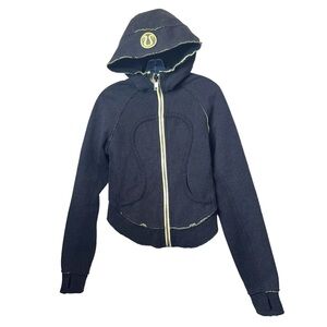 Lululemon RARE Scuba 8 Raw Edge Round Hem Hoodie Jacket Zip Cotton Fleece Ribbed